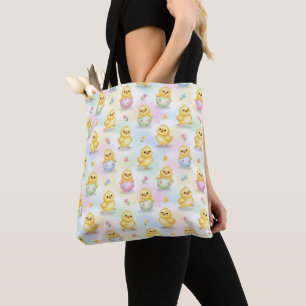 Bolsa Tote Páscoa Aquarela de Frango Bebê Fofo