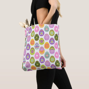 Bolsa Tote Páscoa Colorida de Padrão de Ovo