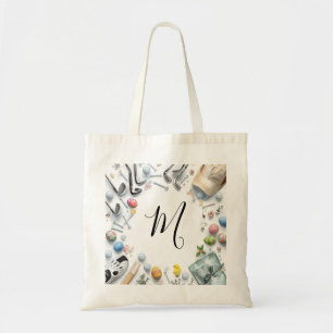 Bolsa Tote Páscoa de golfe com equipamento de golfe com flor