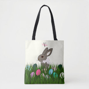 Bolsa Tote Páscoa de Ovos de Coelho Personalizados
