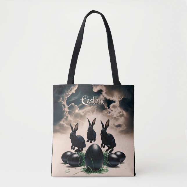 Bolsa Tote Páscoa Gótica - Coelhos Escuros e Ovos Misteriosos (Frente)
