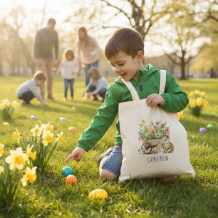 Bolsa Tote Páscoa Personalizada de Bunnies Bonitos