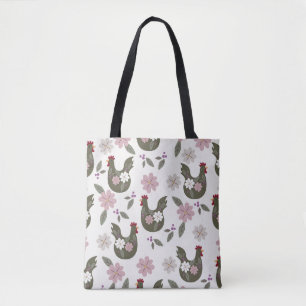 Bolsa Tote Páscoa sem costura com frango.