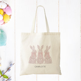 Bolsa Tote Páscoa Tote Bag com Lace Bunny Design