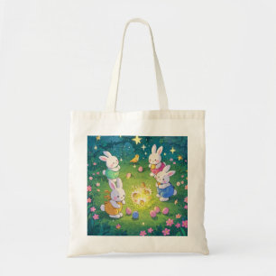 Bolsa Tote Páscoas de cartoon escondendo ovos em um jardim