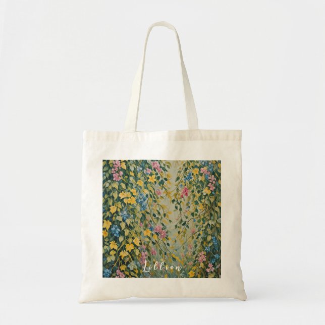 Bolsa Tote Passagem Encantada: Jardim Secreto Pastel (Frente)