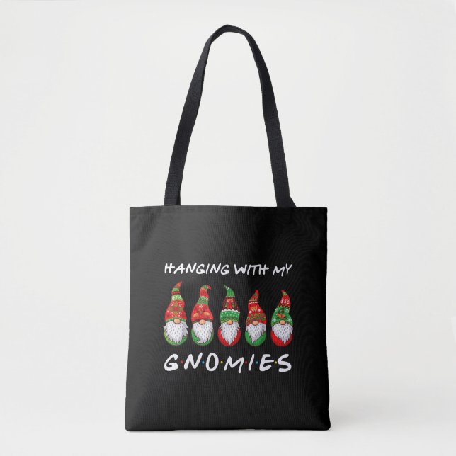 Bolsa Tote Passando Com O Meu Gnomos Gnomos, Amigo De Natal (Frente)