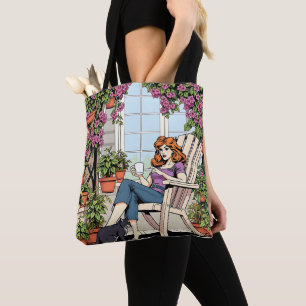 Bolsa Tote Passando tempo com meu gato, café e plantas