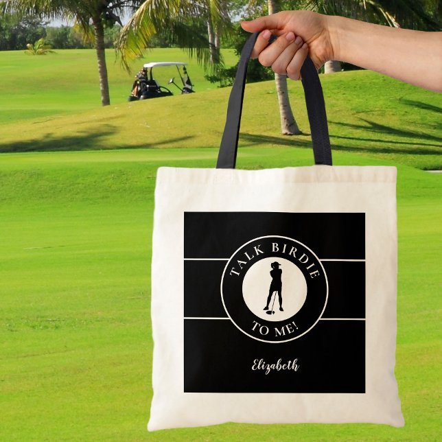 Bolsa Tote Passarinho Engraçado Fala Comigo Golfista Preto e  (Criador carregado)