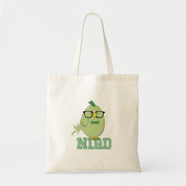 Bolsa Tote Passarinho Nerd Engraçado com Óculos | Geeko Pássa (Frente)