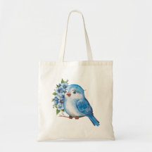 Pássaro Azul com Flores