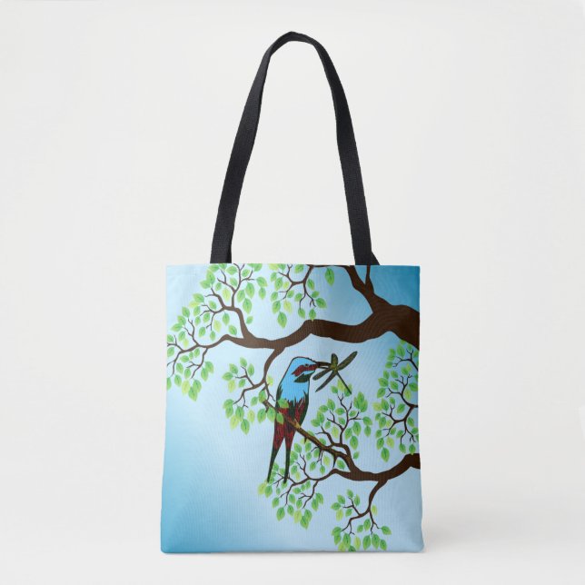 Bolsa Tote Pássaro Azul em Árvores (Frente)