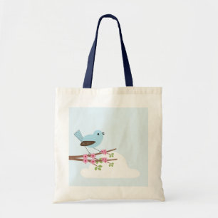 Bolsa Tote Pássaro Azul na Árvore do Flor