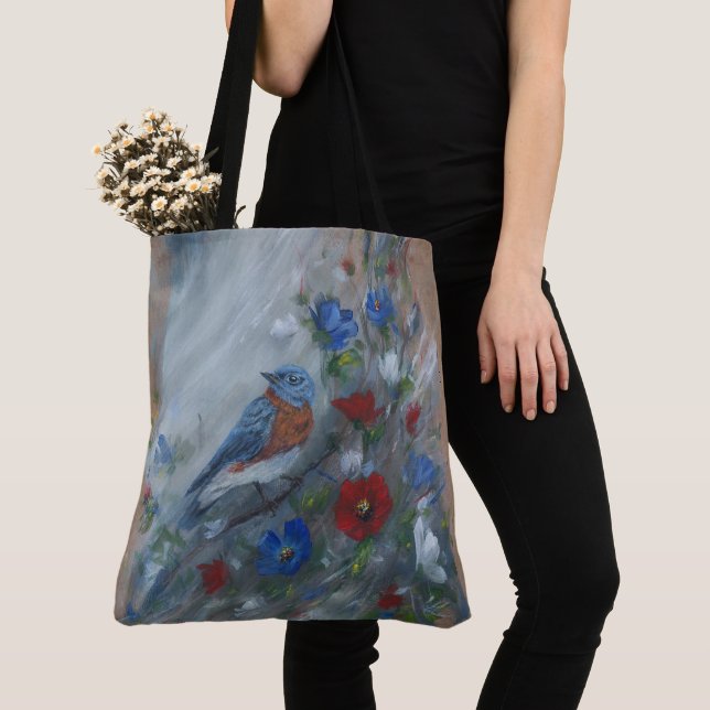 Bolsa Tote Pássaro Azul - Pintura EUA (Close Up)