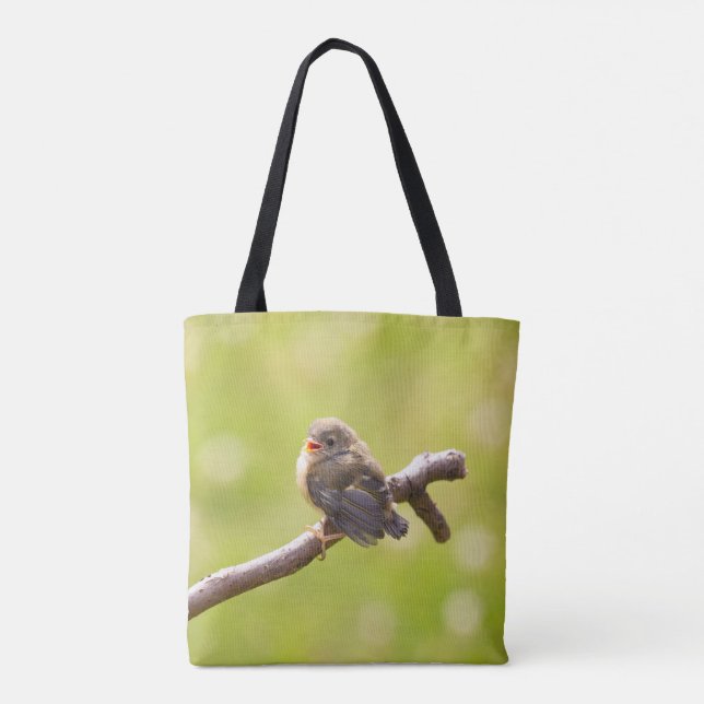 Bolsa Tote Pássaro bonito cantando feliz num dia de verão (Verso)