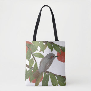 Bolsa Tote Pássaro, caqui, árvore, Bulbul, oriental, japon
