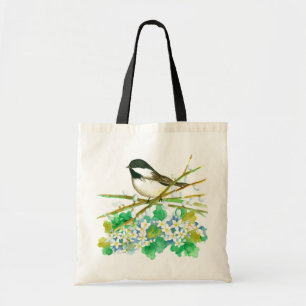 Bolsa Tote Pássaro Chickadee pode Flor Catkins Willow Branche
