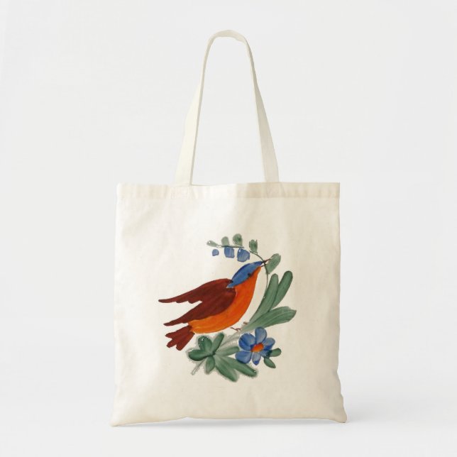 Bolsa Tote Pássaro da arte popular (Frente)