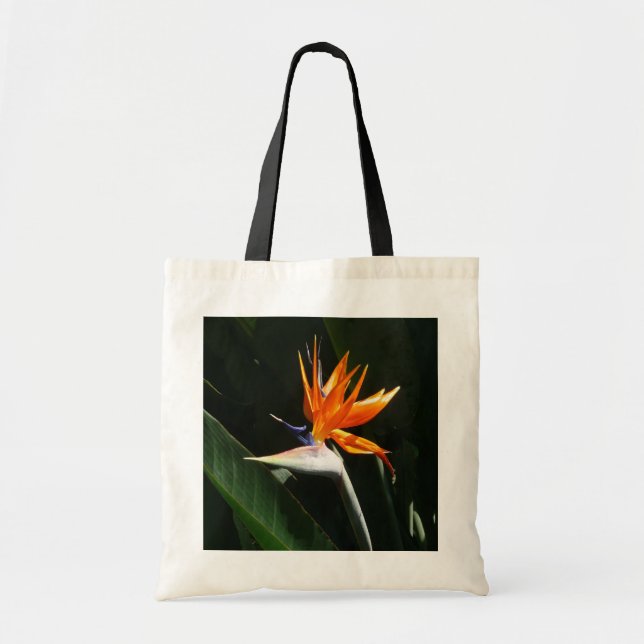 Bolsa Tote Pássaro da Flor Tropical Laranja do Paraíso (Frente)
