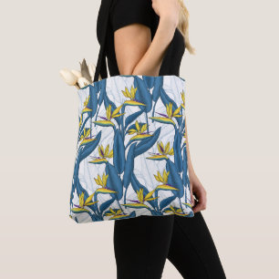 Bolsa Tote Pássaro das flores do paraíso em branco
