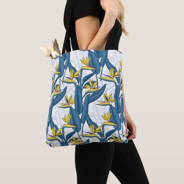 Bolsa Tote Pássaro das flores do paraíso em branco (Close Up)