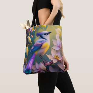 Bolsa Tote Pássaro de Fantasia Amarelo Violet Tufado
