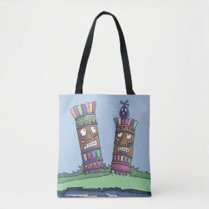 Bolsa Tote Pássaro de Tiki - Saco de Toque de Ameixa