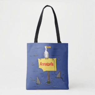 Bolsa Tote Pássaro-do-mar engraçado circulado por desenhos 