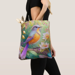 Bolsa Tote Pássaro Fantasia Laranja Torrado de lavanda