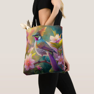 Bolsa Tote Pássaro Fantástico Laranja Cotoso Arco-Íris