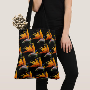 Bolsa Tote Pássaro Laranja do Padrão de Planta do Paraíso em