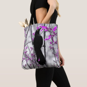 Bolsa Tote Pássaro Negra Num Mar De Primavera