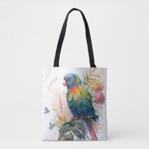 Bolsa Tote Pássaro-papagaio Retrato Animal Pintando Vida Selv