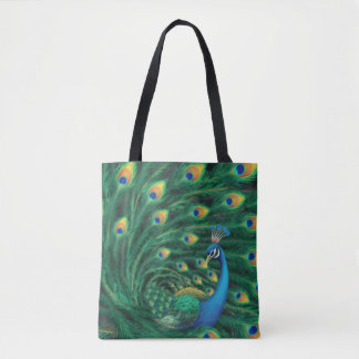 Bolsa Tote Pássaro Pavão Azul