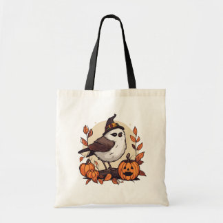 Bolsa Tote Pássaro Pequeno do Halloween com Chapéu de Bruxa