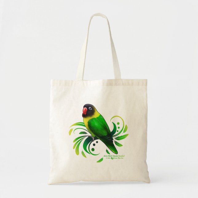 Bolsa Tote Pássaro Preto Verde (Frente)