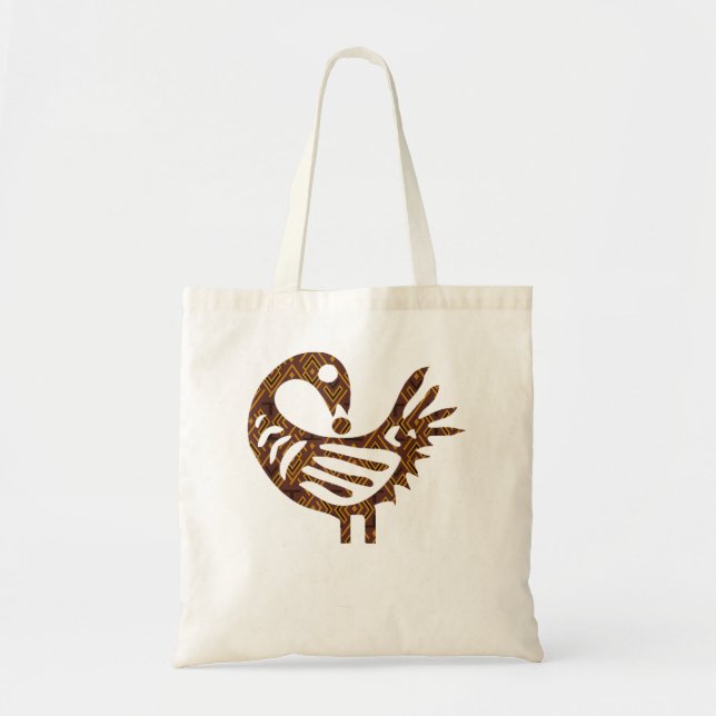 Bolsa Tote Pássaro Sankofa Padrão Simples Afrocêntrico Adinkr (Frente)