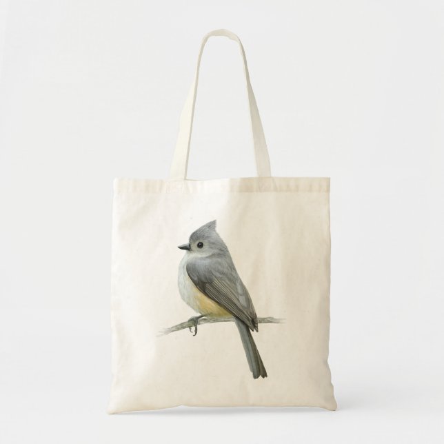 Bolsa Tote Pássaro Titmouse Tufado (Frente)