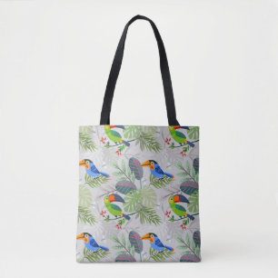 Bolsa Tote Pássaro tucano bonito, padrão de todas as aves, aq