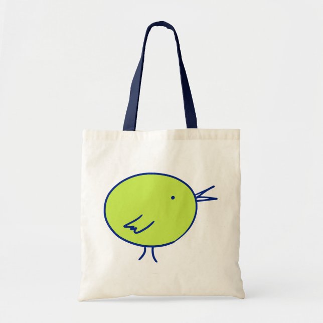 Bolsa Tote Pássaro verde e azul (Frente)