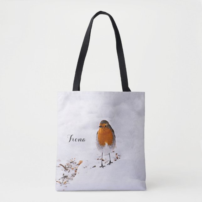 Bolsa Tote Pássaro vermelho Robin Snow (Frente)