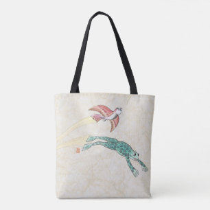 Bolsa Tote Pássaro voador e Sapo reutilizável
