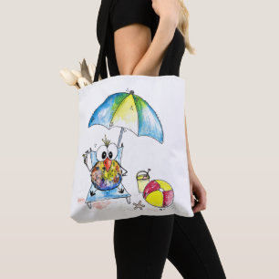 Bolsa Tote Pássaro Whimsical na Praia
