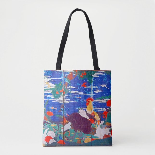 Bolsa Tote Pássaros, Animais e Plantas Floridas (Esquerda) Ja (Frente)