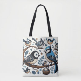 Bolsa Tote Pássaros Azuis Quirky