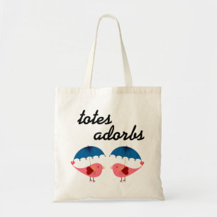 Bolsa Tote Pássaros bonitos e guarda-chuvas de Adorbs dos
