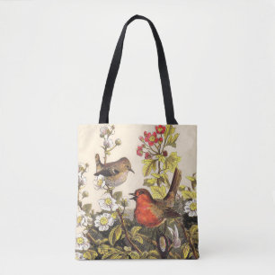 Bolsa Tote Pássaros Cantores do Robin da Primavera Vintage Bo