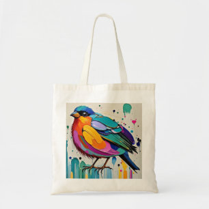 Bolsa Tote Pássaros com abstrato de arte colorida, gracinha g