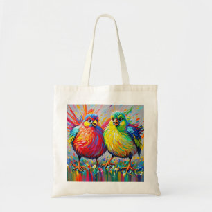 Bolsa Tote Pássaros com abstrato de arte colorida, gracinha g