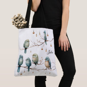 Bolsa Tote Pássaros de Amor Casamento Lembrança Casal Florest